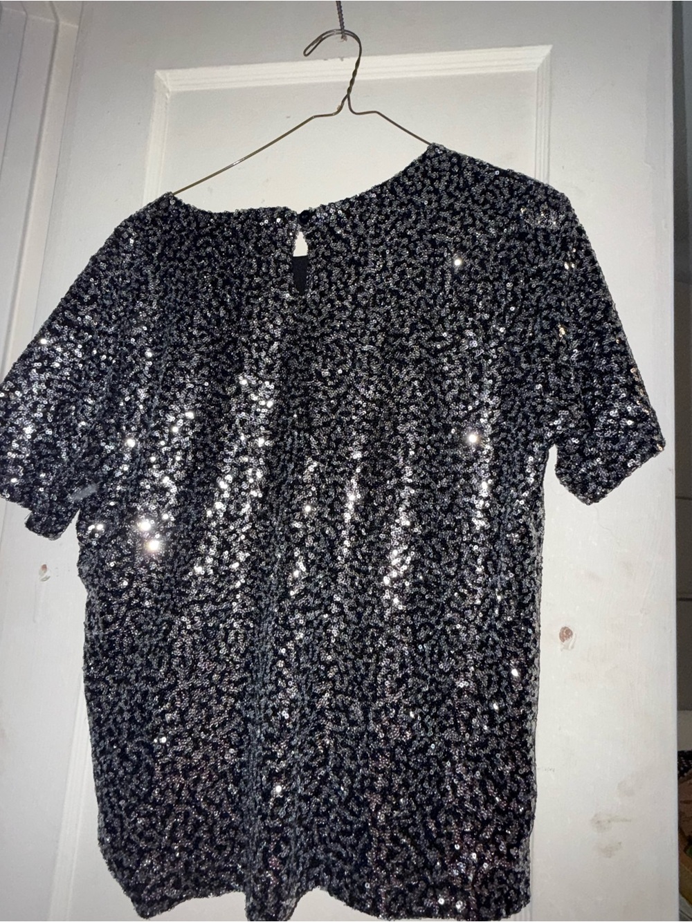 Simply Styled Black Silver Sequin Top